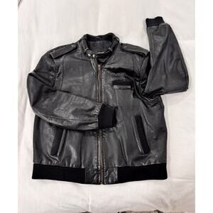 Cooper Collection Bomber Cafe Racer Biker Leather Black Jacket Size Men’s 44